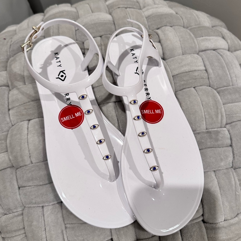 Katy Perry White Evil Eye Sandals